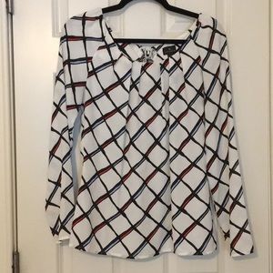 Semi-sheer lace-up detail blouse